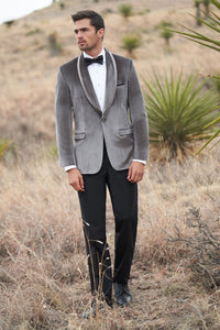 Allure Men "Venice" Silver Grey Velvet Dinner Jacket (Separates)