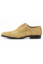 Amali "Lawrence Glitter" Gold Tuxedo Shoes