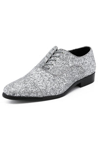 Amali "Lawrence Glitter" Silver Tuxedo Shoes