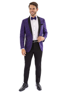 "Aries" Purple Paisley Shawl Tuxedo Jacket (Separates)