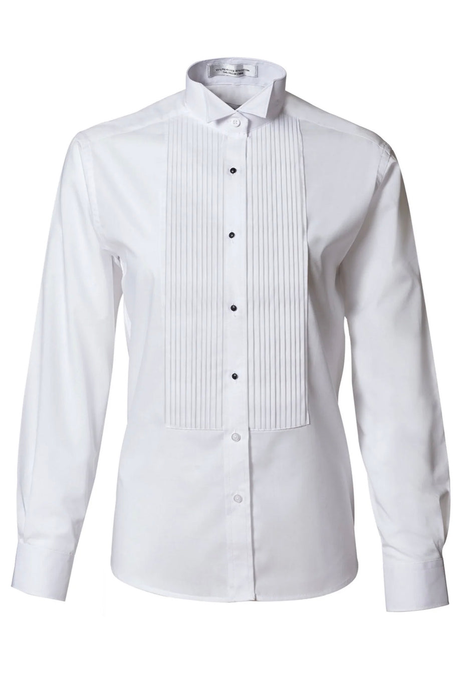 "Aubrey" Women's White Pleated Wingtip Tuxedo Shirt