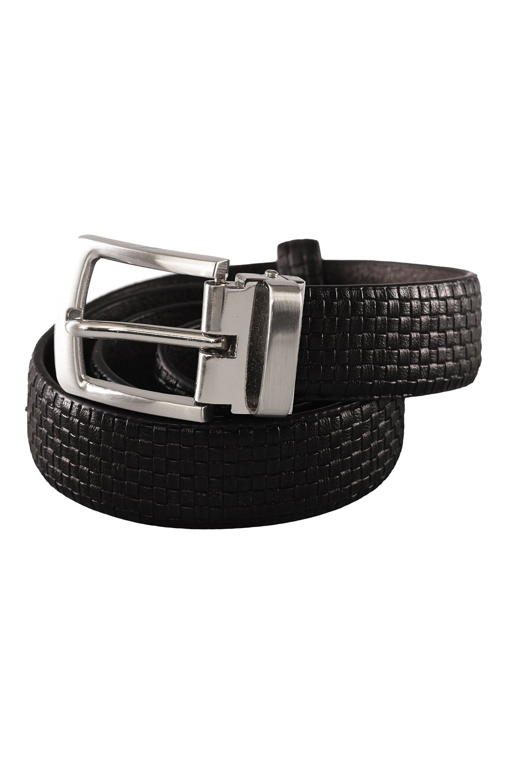 AXNY Black Kid's Basketweave Leather Belt