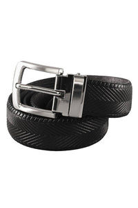 AXNY Black Kid's Herringbone Leather Belt