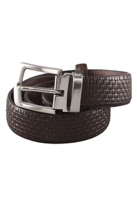 AXNY Brown Kid's Basketweave Leather Belt