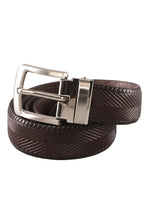 AXNY Brown Kid's Herringbone Leather Belt