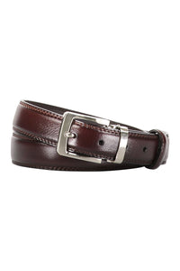 AXNY Brown Kid's Solid Stitched Leather Belt
