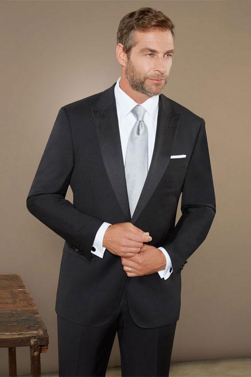 Baroni "Monticello" Black 1-Button Peak Tuxedo