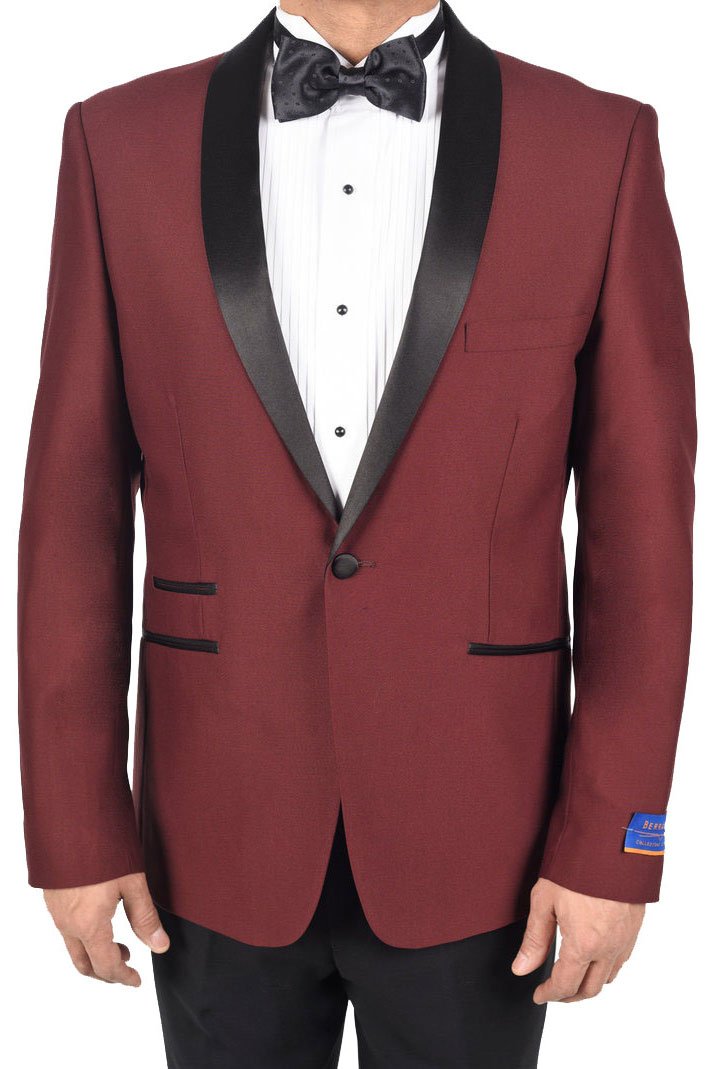 Berragamo "Soho Madison" Burgundy 1-Button Shawl Tuxedo