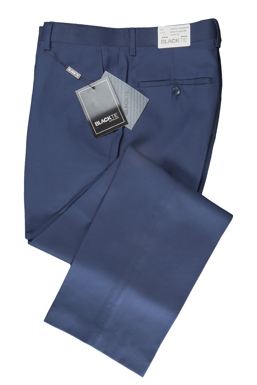 BLACKTIE "Bradley" Sapphire Blue Luxury Wool Blend Suit Pants