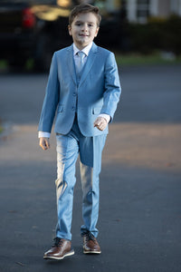 BLACKTIE "Premium" Kids Light Blue 5-Piece Wool Blend Suit