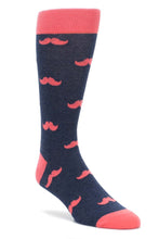 Bold Socks Coral Navy Bold Mustache Socks