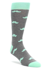 Bold Socks Mint Grey Bold Mustache Socks