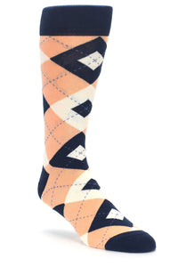 Bold Socks Peach Navy Bold Argyle Socks