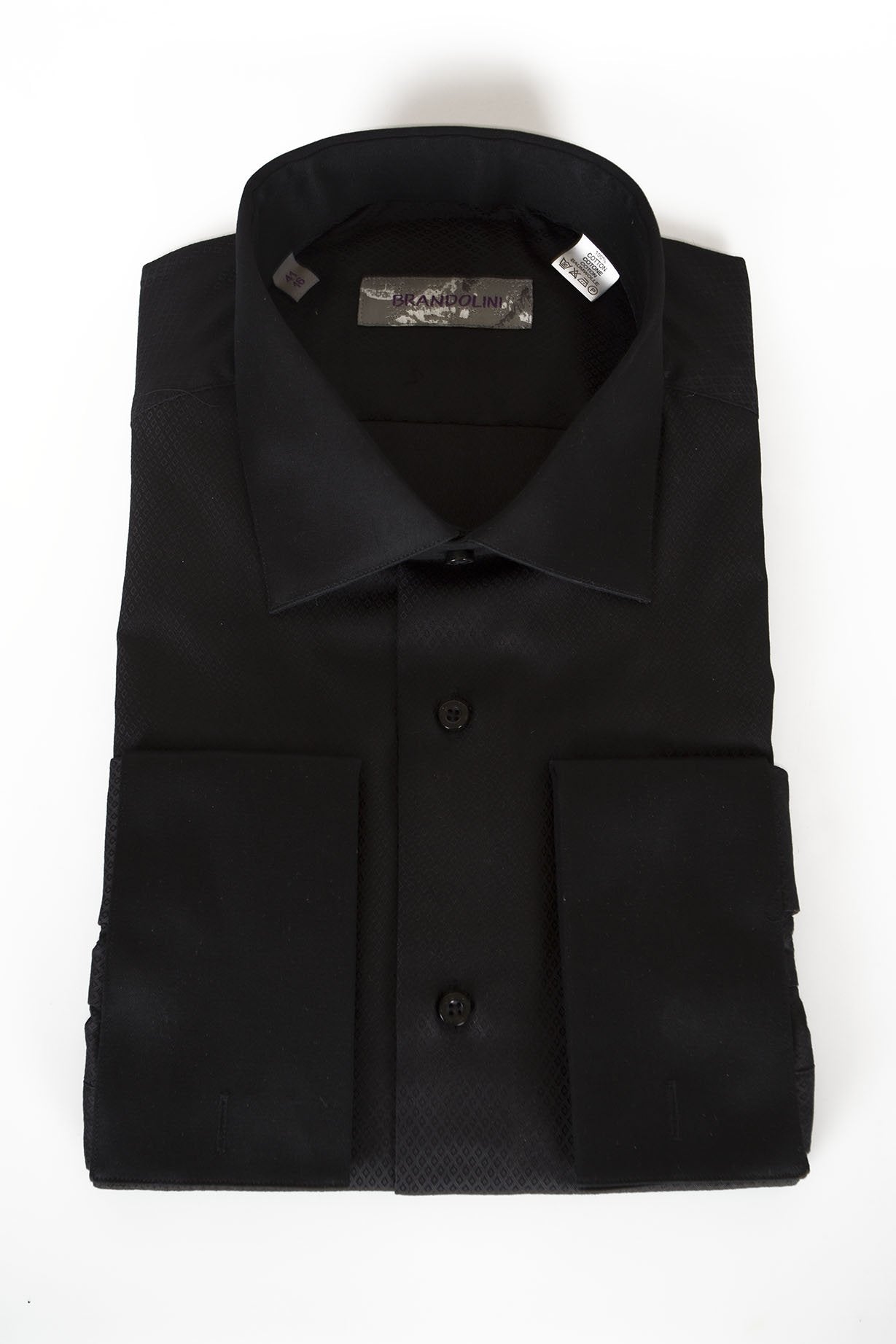 Brandolini "Monticello" Black Laydown Tuxedo Shirt