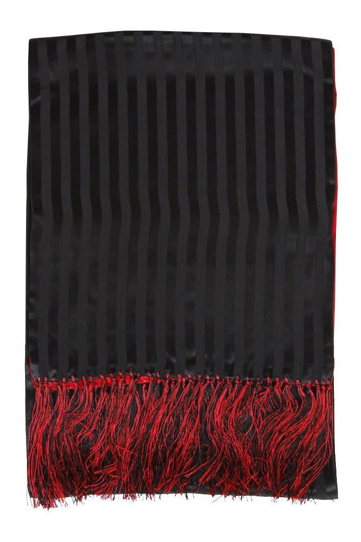 Bruno Piatelli Black & Red Reversible Striped Silk Tuxedo Scarf