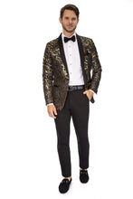 "Camo Lam̩é" Black & Gold Shawl Tuxedo Jacket (Separates)