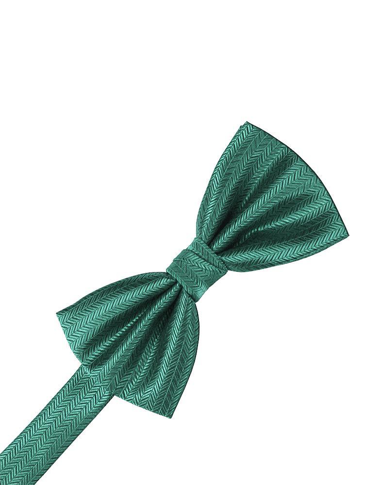 Aqua Herringbone Bow Tie