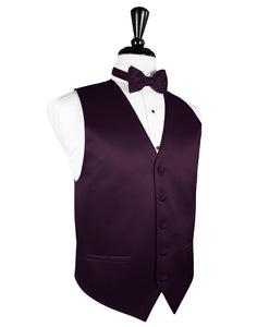 Berry Luxury Satin Tuxedo Vest
