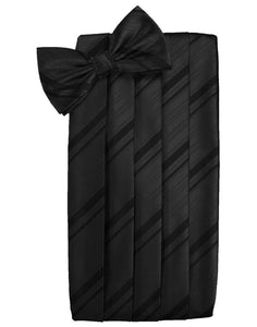 Cardi Black Striped Satin Cummerbund