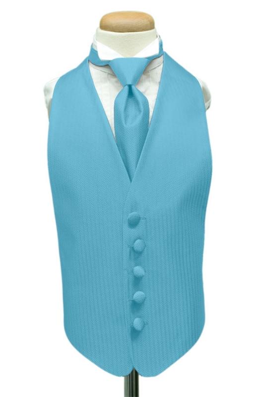 Cardi Blue Ice Herringbone Kids Tuxedo Vest