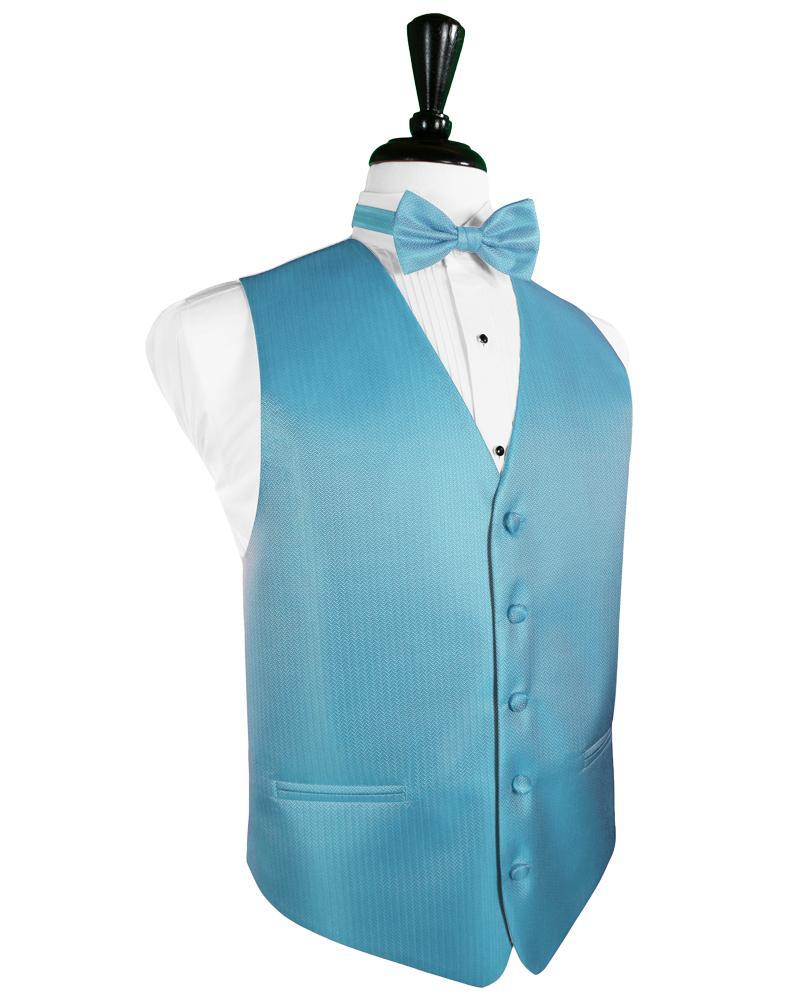 Blue Ice Herringbone Tuxedo Vest