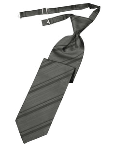 Cardi Charcoal Striped Satin Kids Necktie