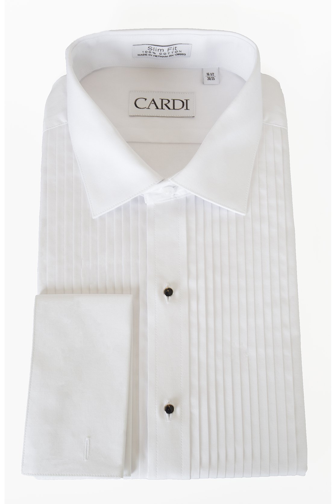 Cardi "Charles" White Spread Collar Tuxedo Shirt