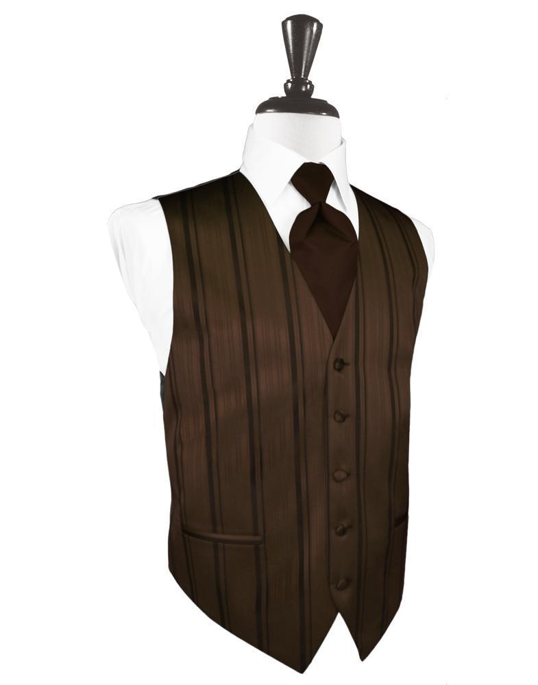 Chocolate Striped Satin Tuxedo Vest