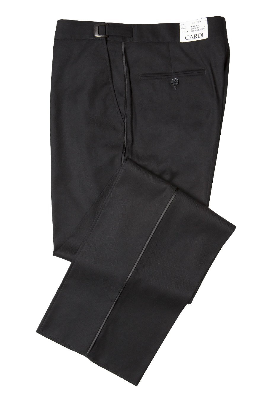 Cardi "Christopher" Kids Black Super 150's Luxury Viscose Blend Tuxedo Pants