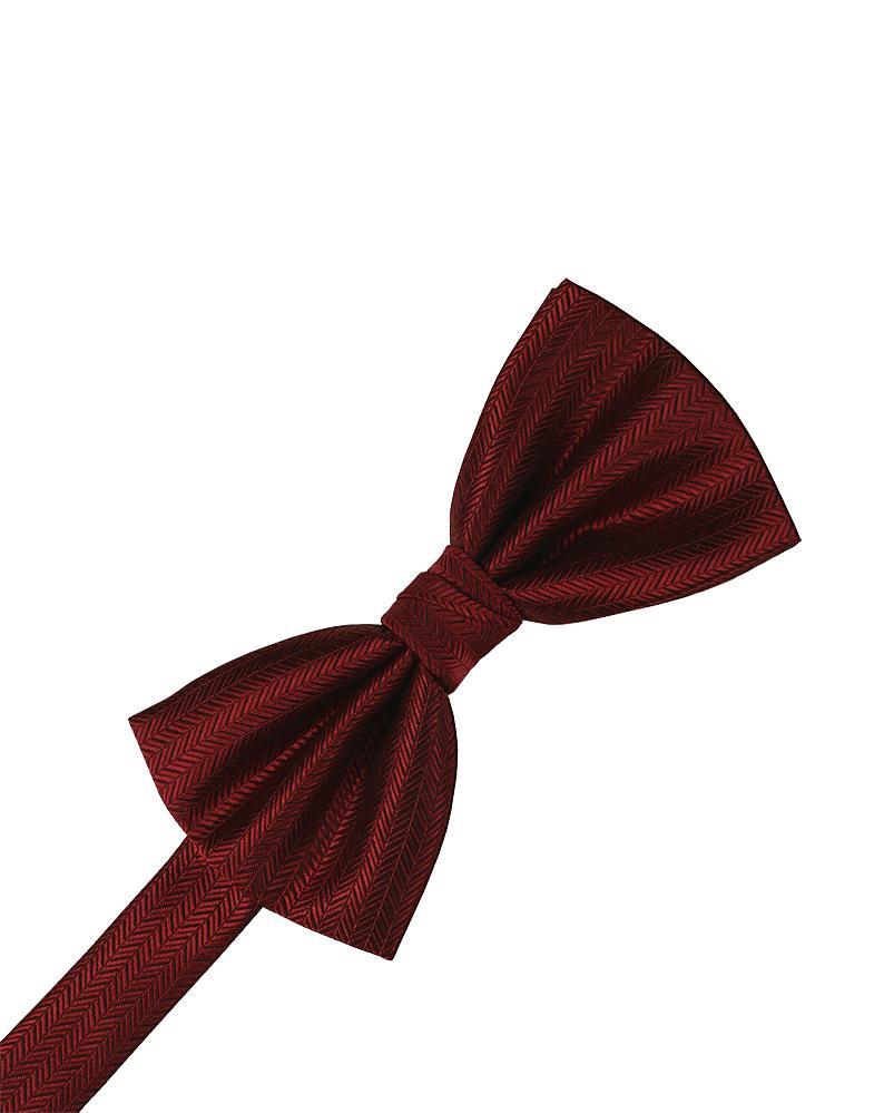 Claret Herringbone Bow Tie