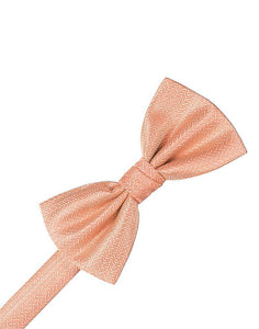 Coral Herringbone Bow Tie