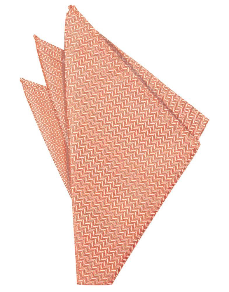 Cardi Coral Herringbone Pocket Square