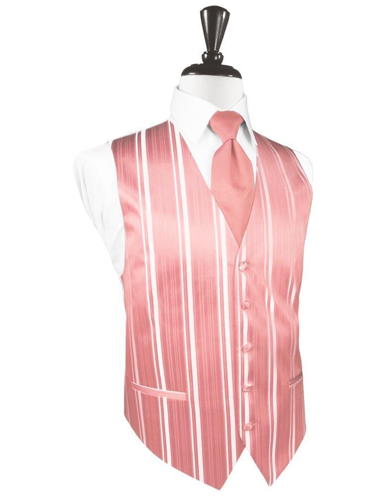 Coral Reef Striped Satin Tuxedo Vest – - Main Image