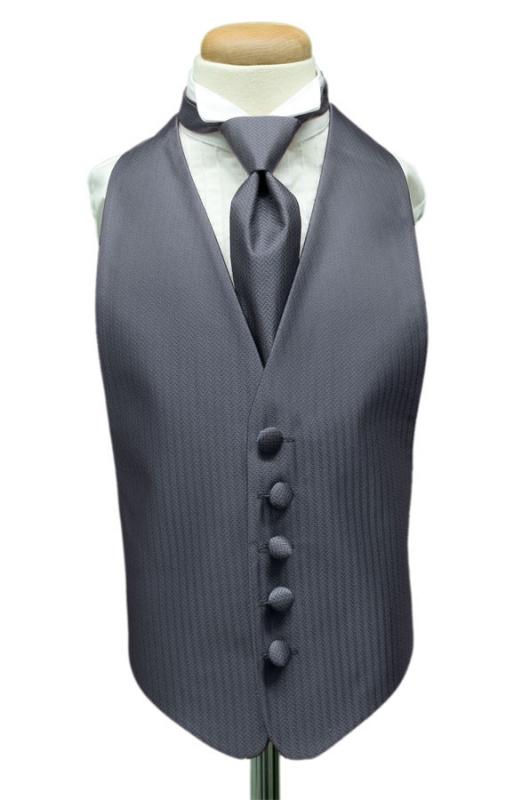 Cardi Desert Blue Herringbone Kids Tuxedo Vest