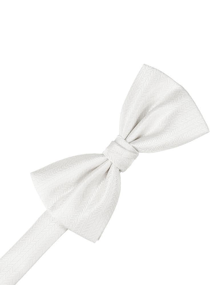 Diamond White Herringbone Bow Tie
