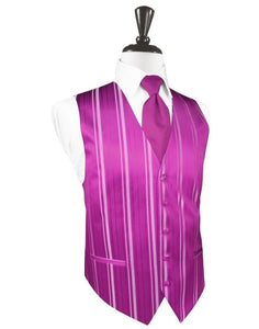 Fuchsia Striped Satin Tuxedo Vest
