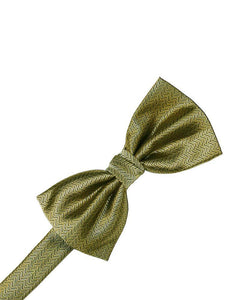 Gold Herringbone Bow Tie