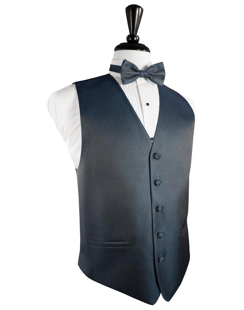 Haze Blue Herringbone Tuxedo Vest