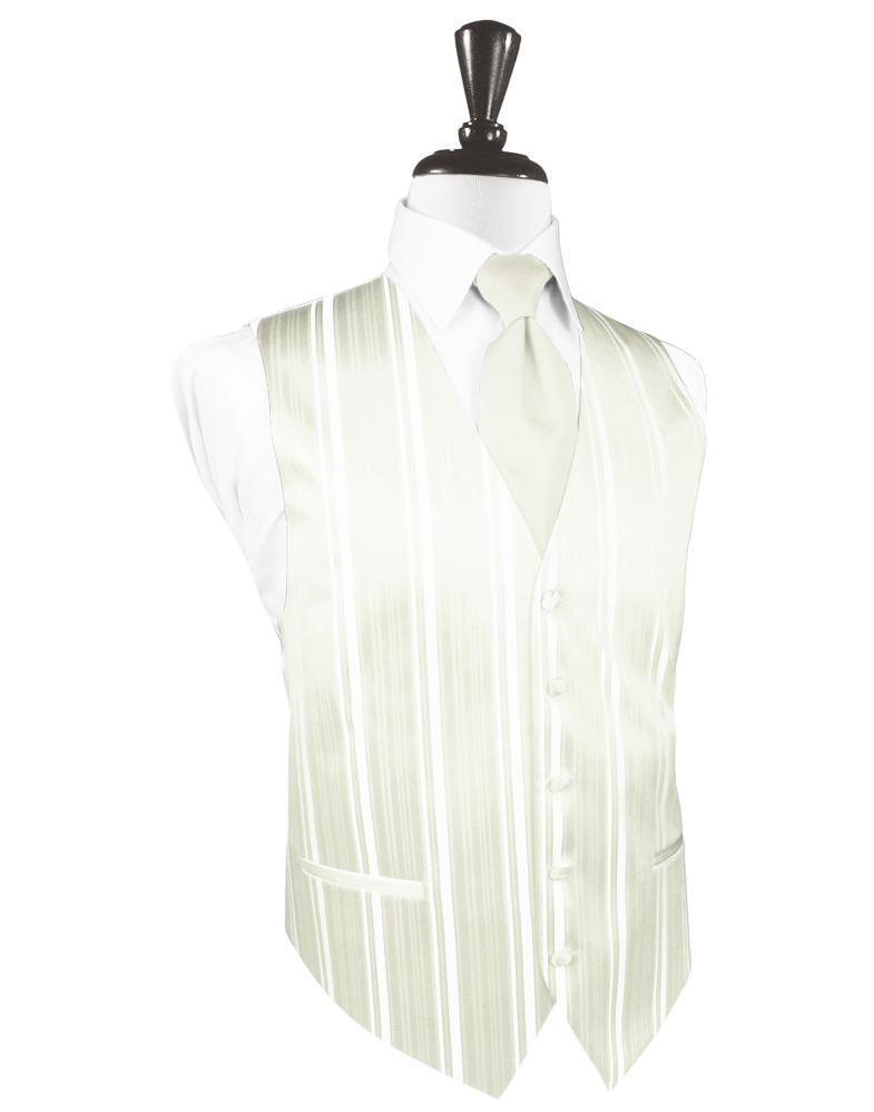 Ivory Striped Satin Tuxedo Vest