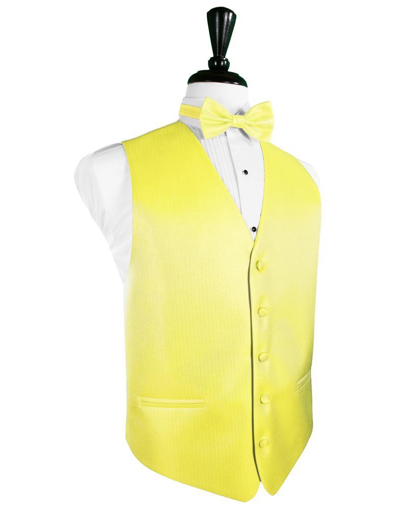 Lemon Herringbone Tuxedo Vest