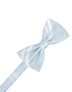 Light Blue Striped Satin Bow Tie