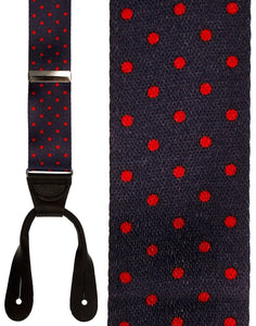 Cardi "Manhattan" Navy & Red Dots Suspenders