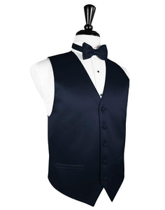 Midnight Blue Luxury Satin Tuxedo Vest