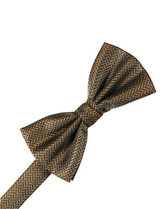 Mocha Herringbone Bow Tie