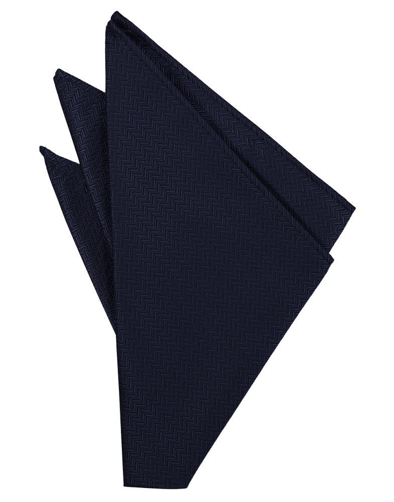 Cardi Navy Herringbone Pocket Square