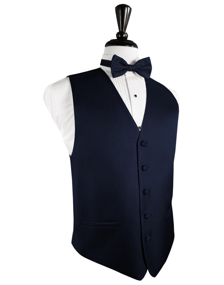 Navy Herringbone Tuxedo Vest