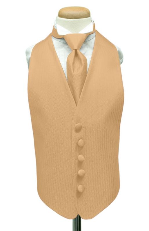 Cardi Peach Herringbone Kids Tuxedo Vest