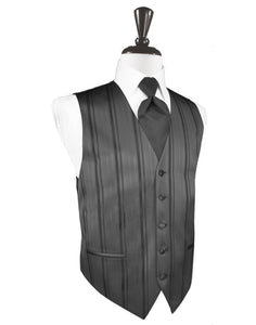 Pewter Striped Satin Tuxedo Vest