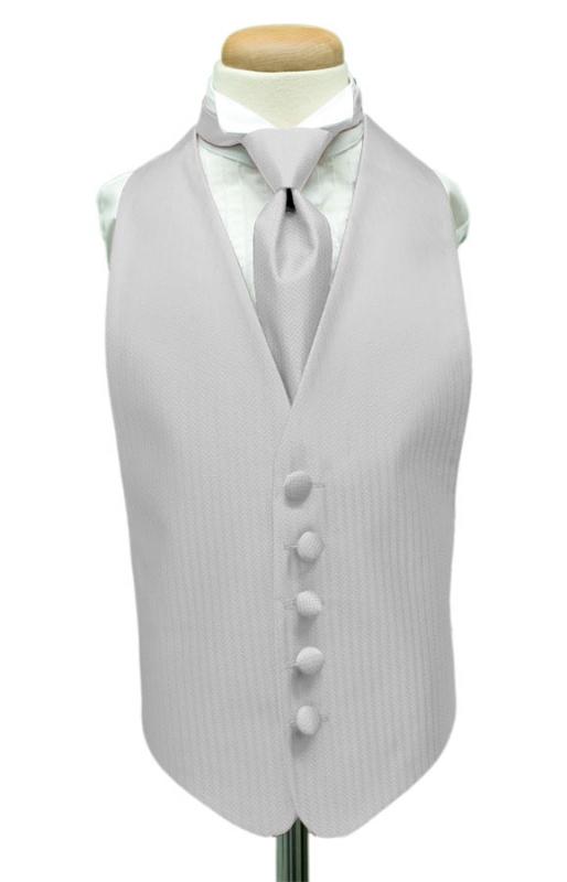 Cardi Platinum Herringbone Kids Tuxedo Vest