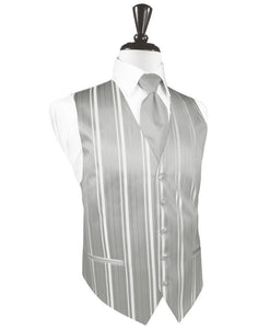 Platinum Striped Satin Tuxedo Vest